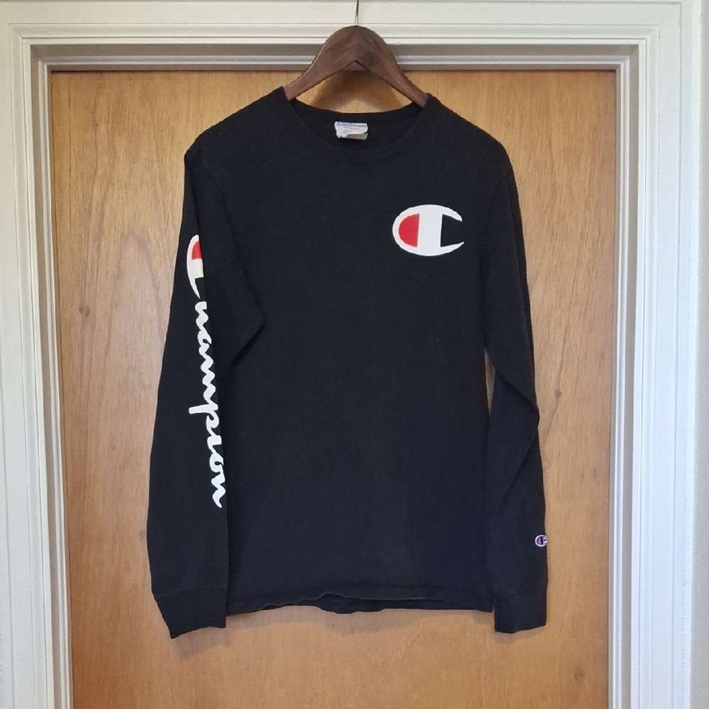 Vintage Champion Black Long Sleeve Top